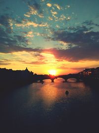 Scenic view of sunset over river