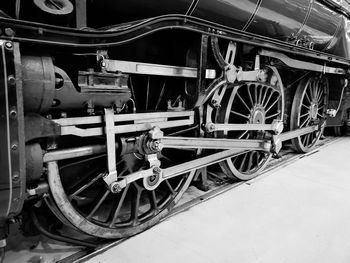 Cropped image train on railroad track