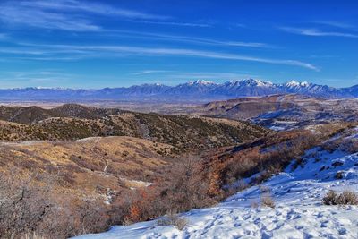 Winter snow mountain hiking trail views yellow fork park rose canyon copper mine salt lake city utah