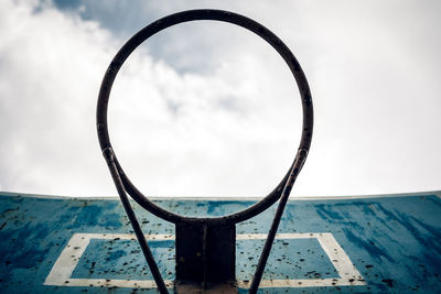 Close-up of basketball hoop against sky