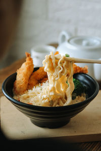 Close-up of food in bowl on table