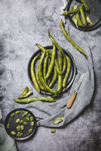 High angle view of vegetables on table