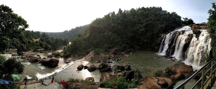 Panoramic view of river amidst trees in forest against sky