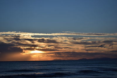 Scenic view of calm sea at sunset