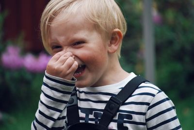 Portrait of cute boy outdoors