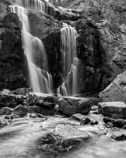 View of waterfall in forest