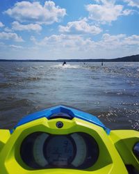 Close-up of jet ski in lake