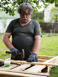 Man working in yard