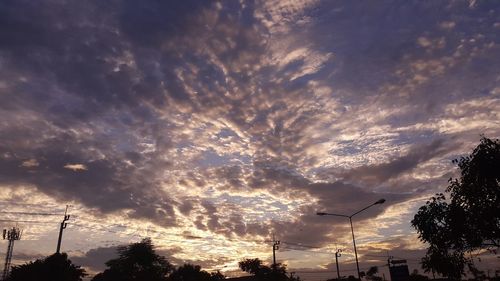 Low angle view of silhouette trees against sky