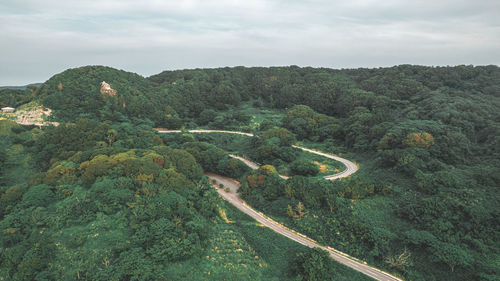 High angle view of townscape against sky