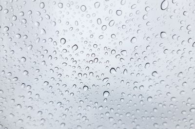 Full frame shot of raindrops on glass window