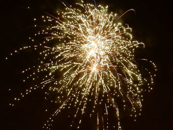 Low angle view of firework display at night