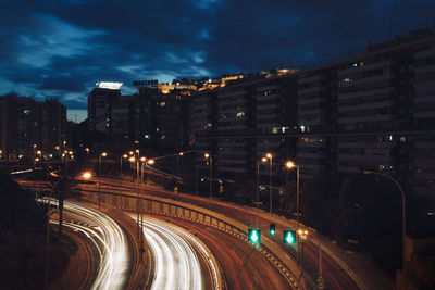 High angle view of illuminated city at night