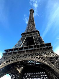 Low angle view of eiffel tower against sky