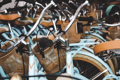 Close-up of bicycles