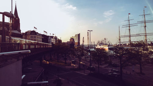 Cityscape against sky during sunset