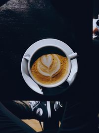 High angle view of coffee on table