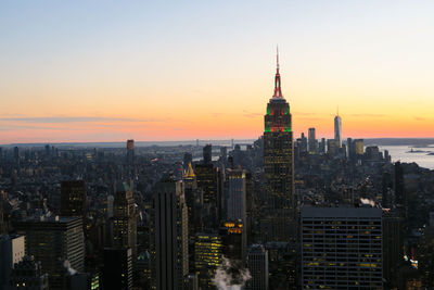 View of city at sunset