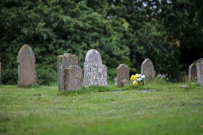 Tombstones in cemetery