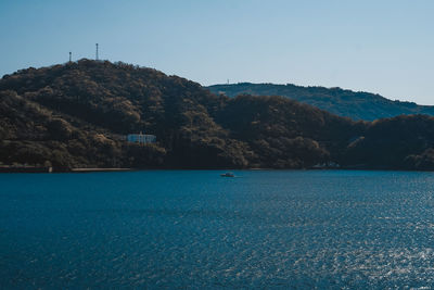 Scenic view of sea against clear sky