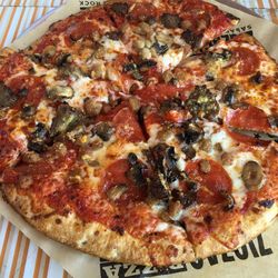 Close-up of pizza on table