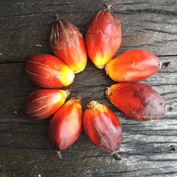 High angle view of fruits on table