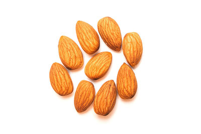 Close-up of cookies against white background