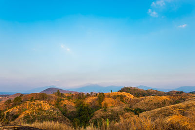 Scenic view of mountains against sky during sunset