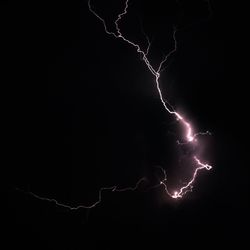 Lightning in sky at night