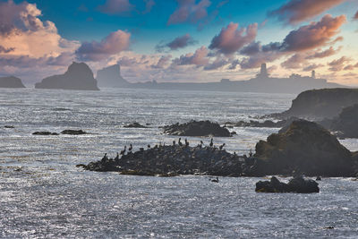 Scenic view of sea against sky during sunset