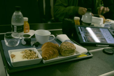 High angle view of food on table