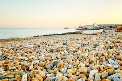 Scenic view of sea against clear sky