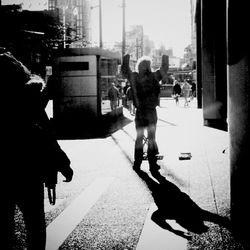 People walking on city street