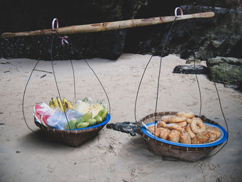 High angle view of food in container