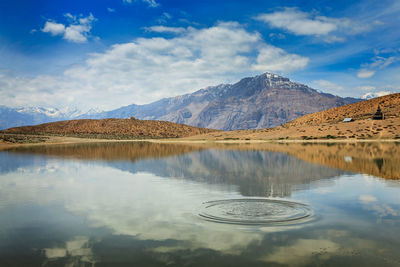 Dhankar lake. spiti valley, himachal pradesh, india