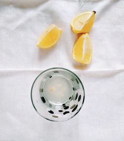 High angle view of drink on table