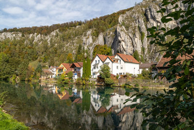 Idyllic view at the village markt essing in bavaria, germany with the altmuehl river