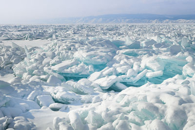 Aerial view of frozen landscape