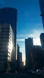 Cityscape against clear blue sky