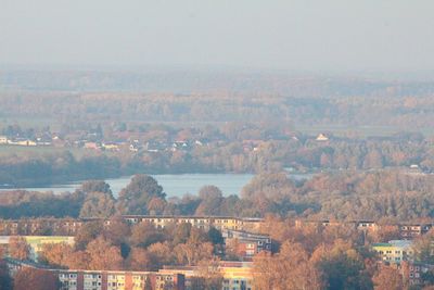 High angle view of townscape against sky