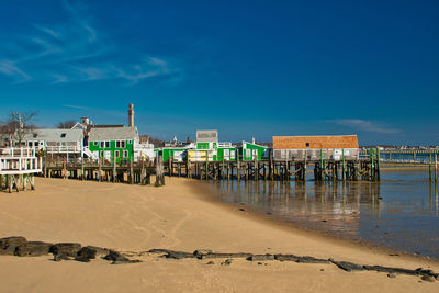 View of beach against blue sky