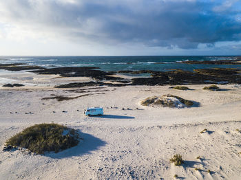 Scenic view of beach against sky