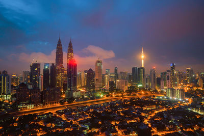 View of cityscape at night