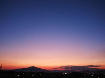 Scenic view of silhouette landscape against clear sky at sunset