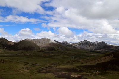 Scenic view of mountains against sky