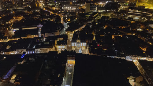 An aerial view of the centre of ipswich at night in suffolk, uk