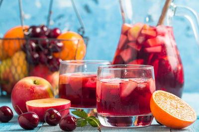 Close-up of drink in glass on table