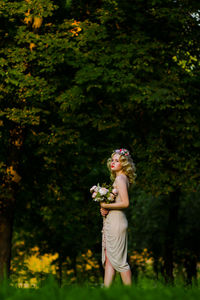 Woman holding flowers