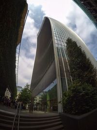 Low angle view of modern building against sky