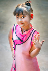 Portrait of cute girl smiling